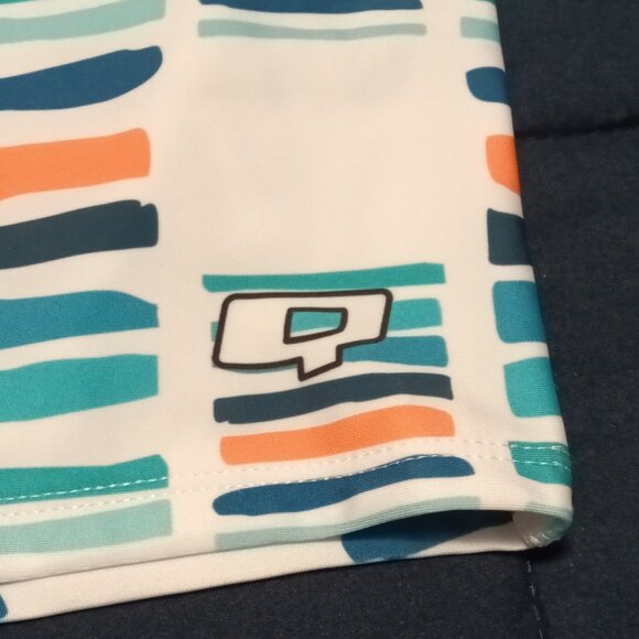 NWOT Q-SWIMWEAR WHITE PATTERNED ATHLETIC JAMMER SHORT, SIZE "M" (34") - Picture 3 of 7